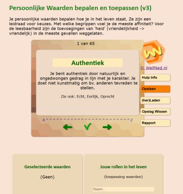 Webapp voor het vaststellen van je kernwaarden